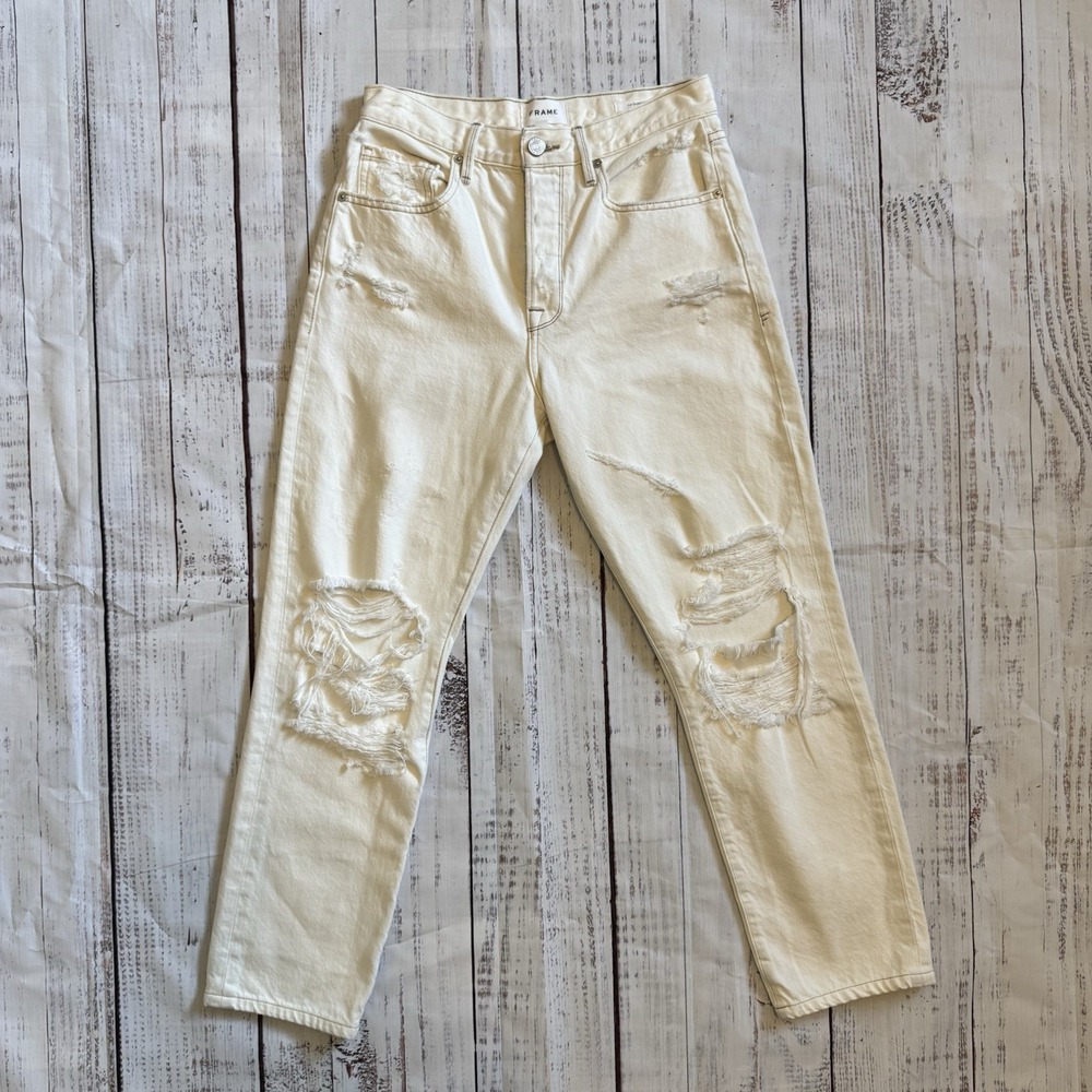 Frame Le Original Women's White Denim Jeans Size 26 Distressed